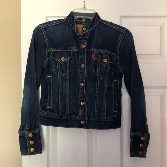 Levi’s Easy Rider jacket dark wash inner pockets copper hardware snap front. - Picture 1 of 8